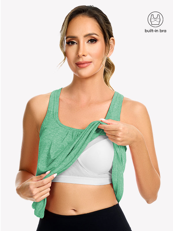 Anyfitting Athletic Loose Fit Top Built-In Bra Yoga Tank Top