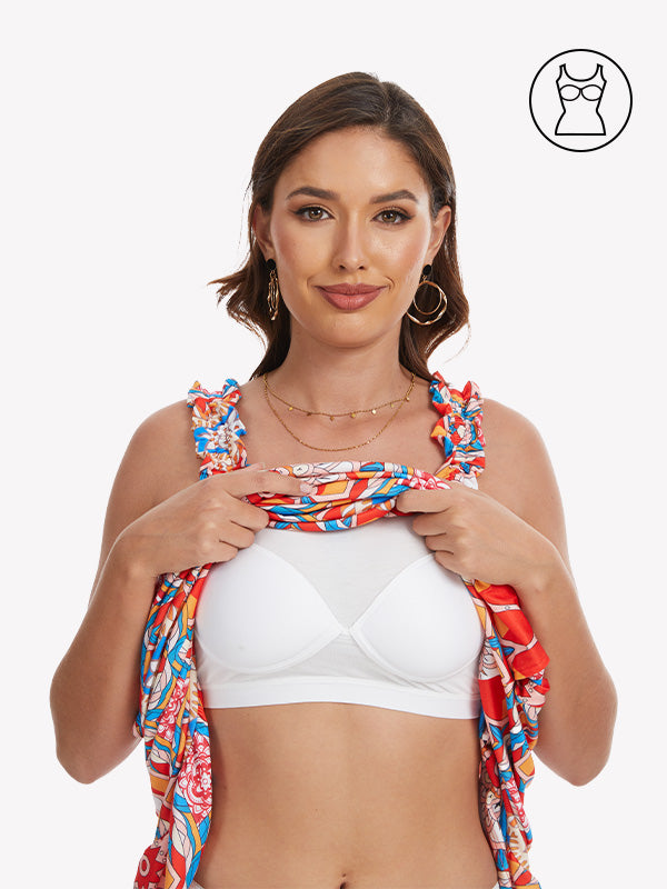 Anyfitting Beach A-Line Dress Built-In Bra Sundress with Pockets