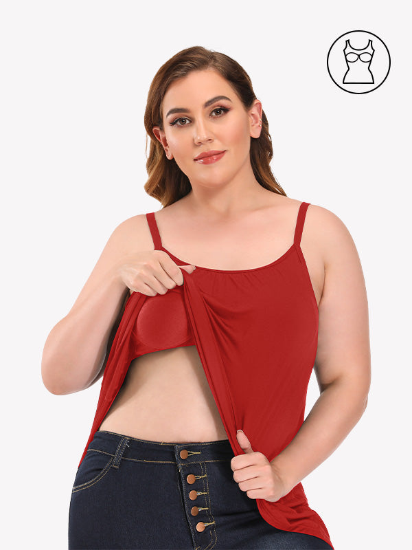 Anyfitting Casual Basic Top Flowy Loose Built in Bra Tank Top