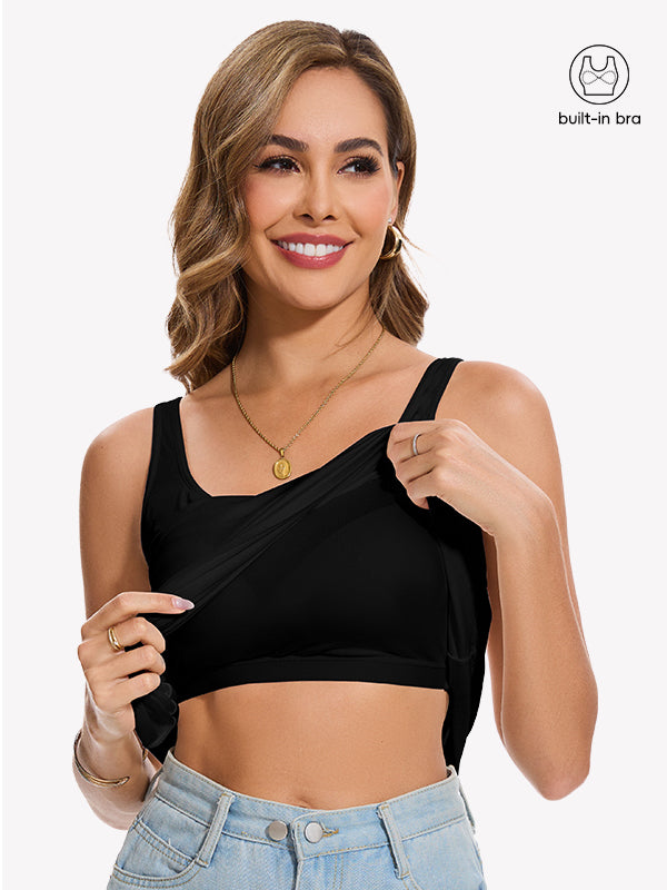 Anyfitting Casual V Neck Tank Top with Built-In Bra