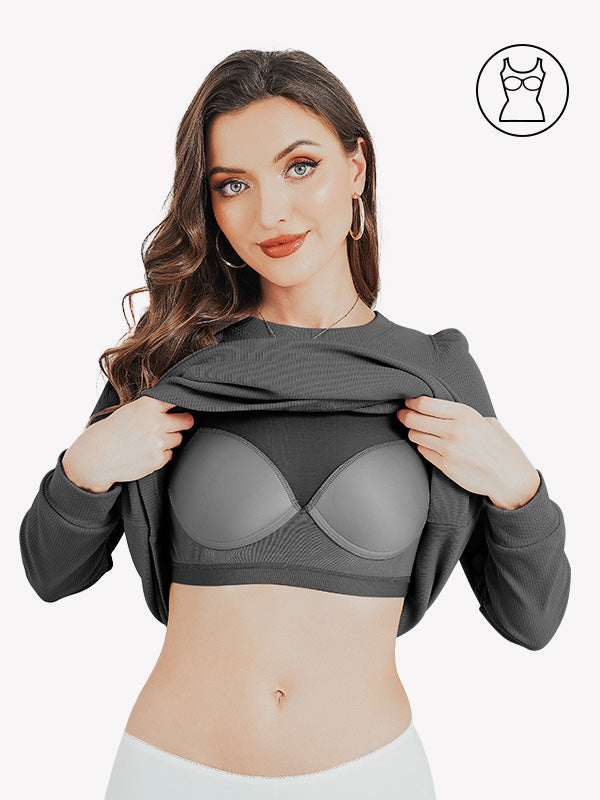 Anyfitting Crew Neck Sweater Dress Built-In Bra Fashion Fall Dress
