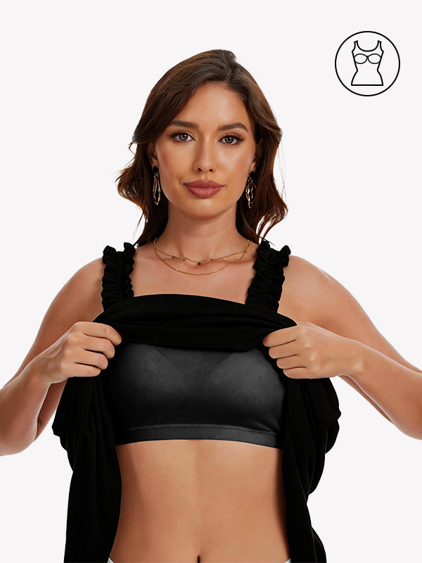 Anyfitting Summer Beach Dress Built-In Bra Flowy Dress with Pockets