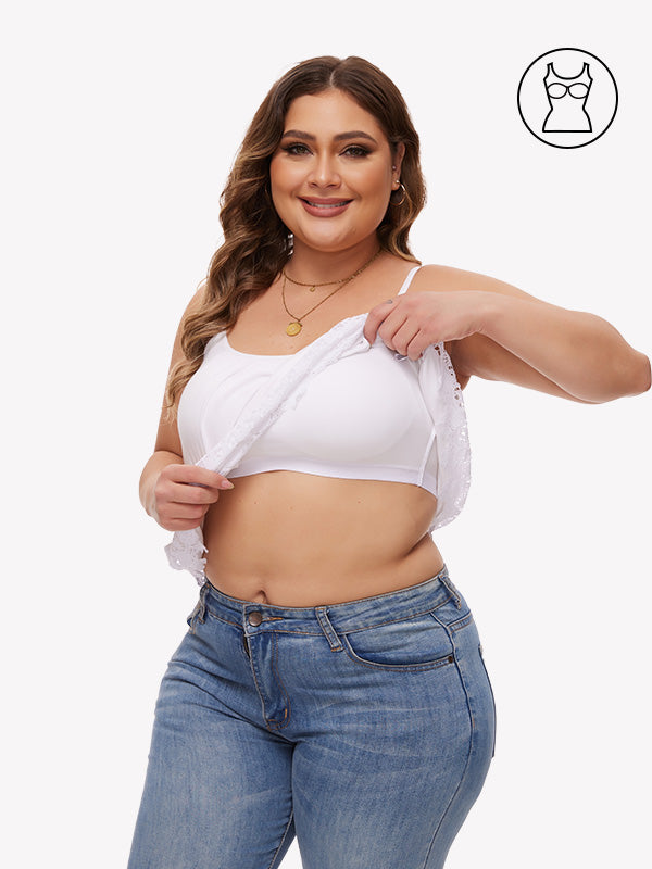 Anyfitting Women’s Lace TrimCasual Cami Top Built-In Bra Tank Top