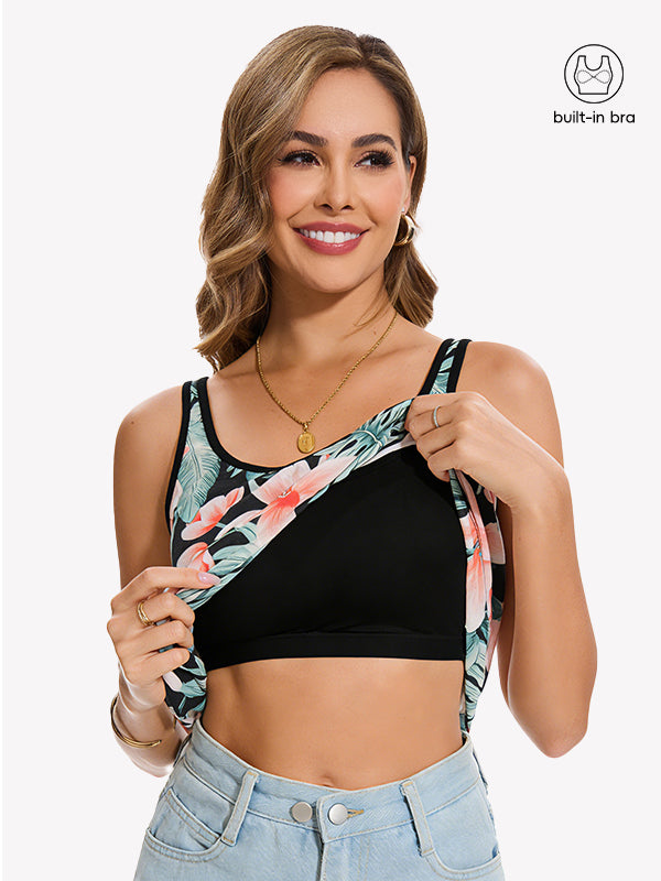 Anyfitting Flowy Vacation Tank Top with Built-In Bra