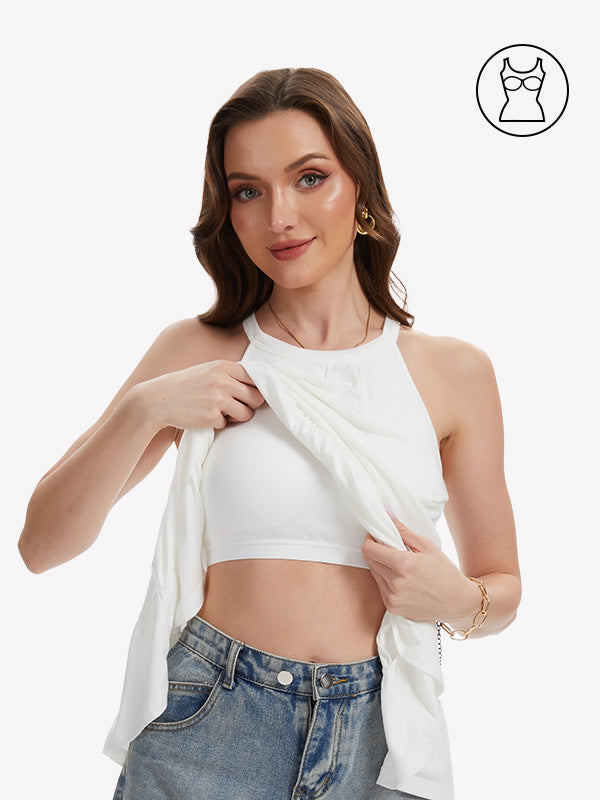 Anyfitting Flowy Vacation Cami Top Built-In Bra Casual Tank Top