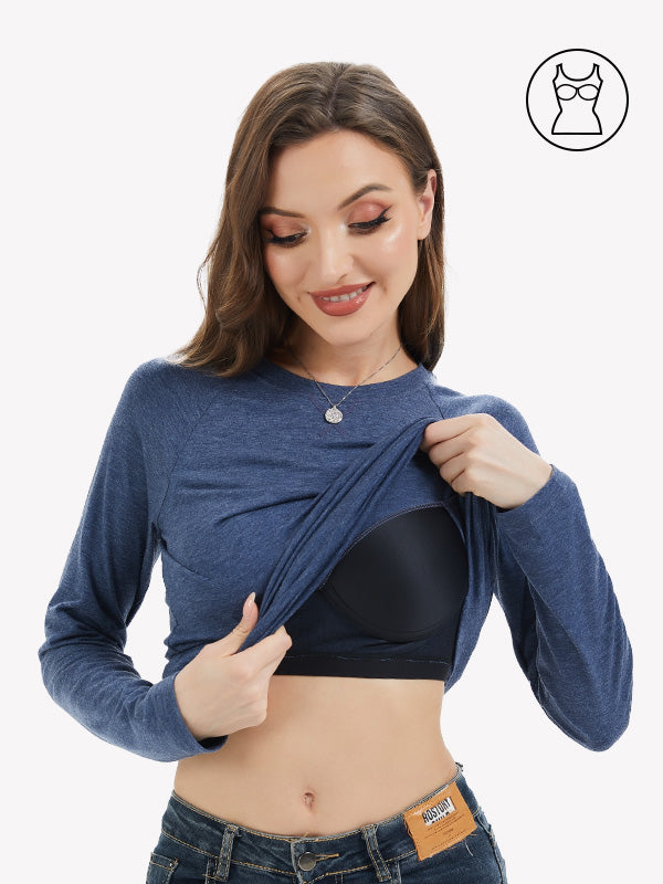 Anyfitting Relaxed Fit Long Sleeve Shirt with Built-In Bra