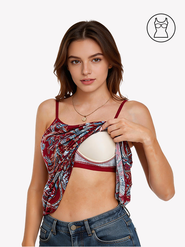 Anyfitting Summer Beach Cami Top Built-In Bra Tank Top