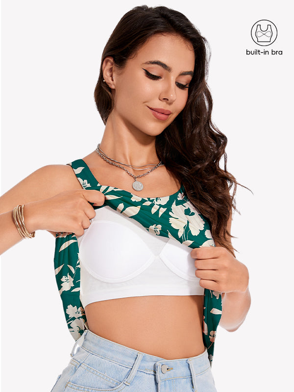 Anyfitting Summer Beach Halter Cami Top Built-in Bra Tank Top