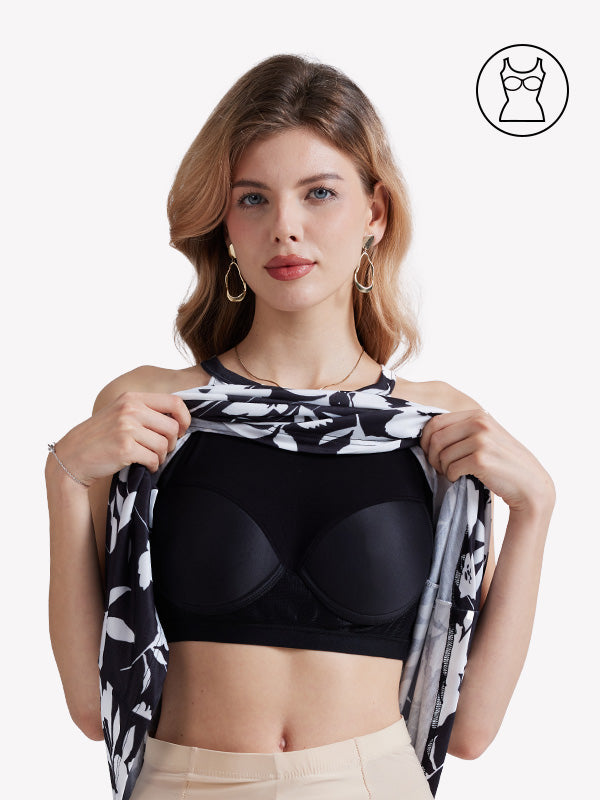 Anyfitting Summer Dress Built-In Bra Casual Halter Dress