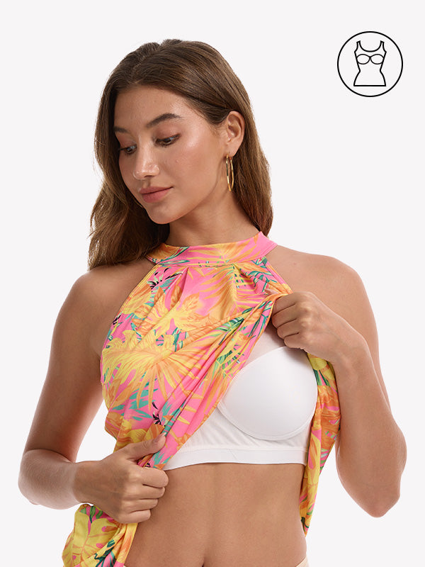 Anyfitting Vacation Sundress Built-In Bra A Line Dress with Pockets