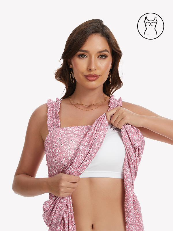 Anyfitting Vacation Flowy Dress Built-In Bra Dress with Pockets