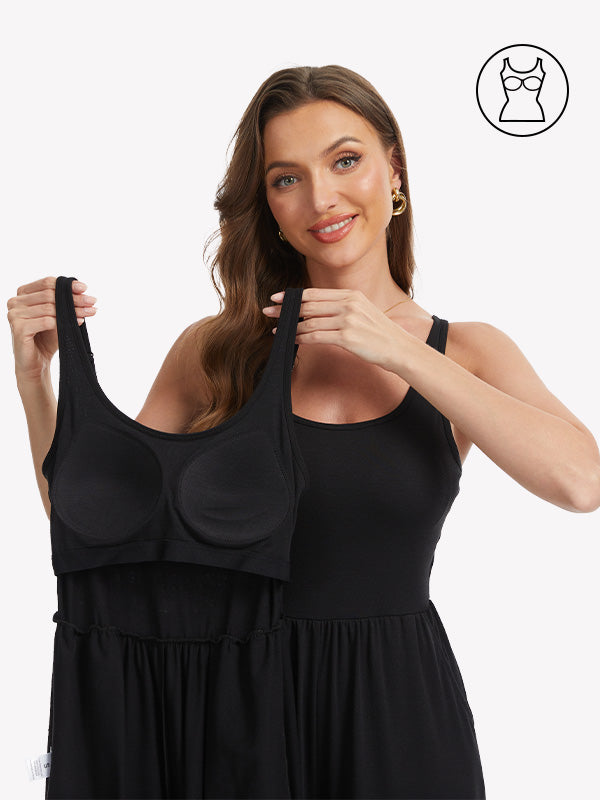 Anyfitting Wide Leg Jumpsuits Sleeveless Rompers with Built-In Bra