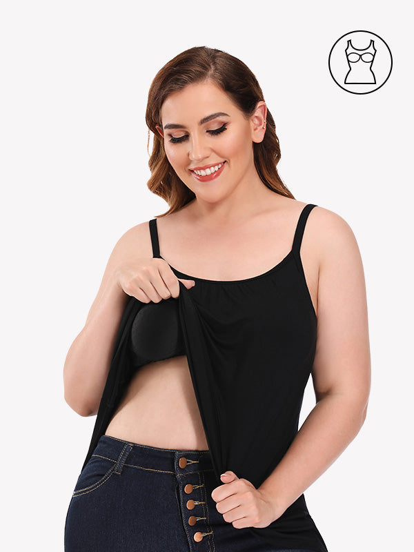 Anyfitting Women’s Basic Tank Top Built-In Bra Relaxed Blouse