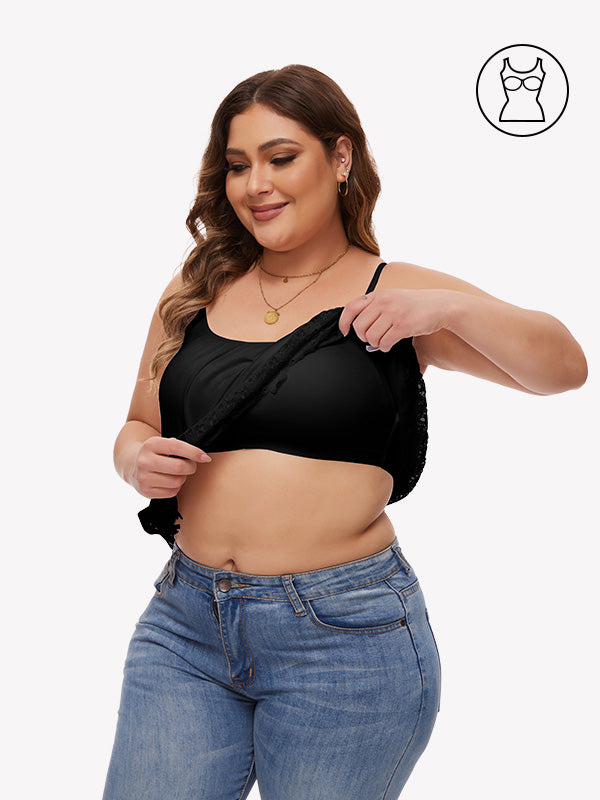 Anyfitting Women’s Built-In Bra Tank Top Swing Lace Trim Top