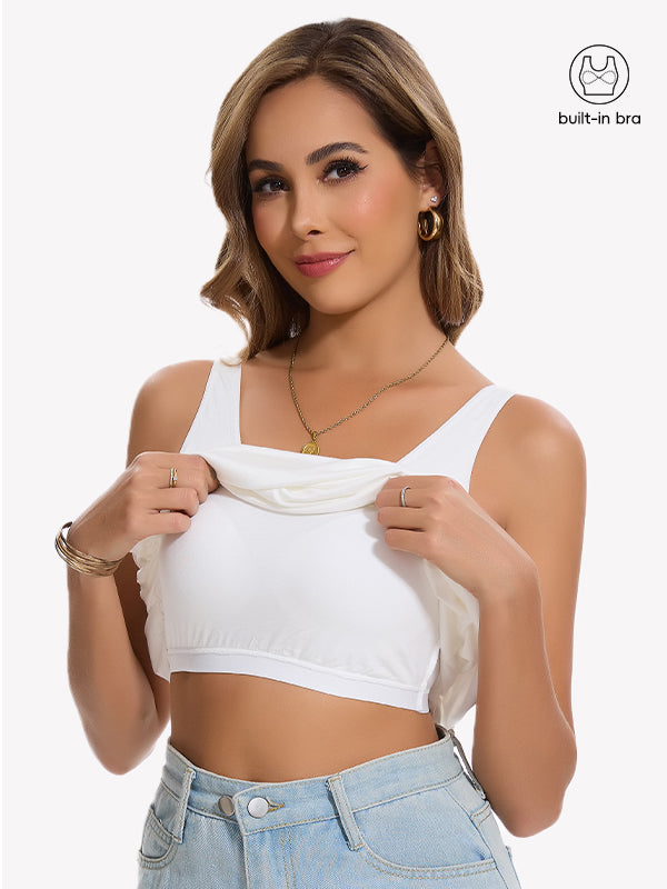 Anyfitting Women’s Built-In Bra Tank Top Wide Strap Cami Top