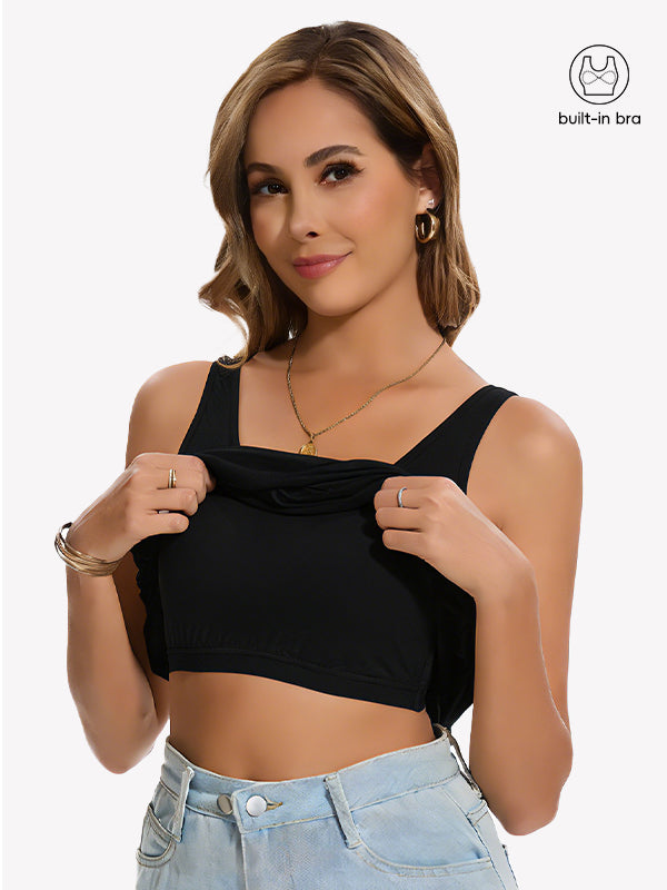 Anyfitting Women’s Sleeveless Tank Top Built-In Bra Wide Stap Cami