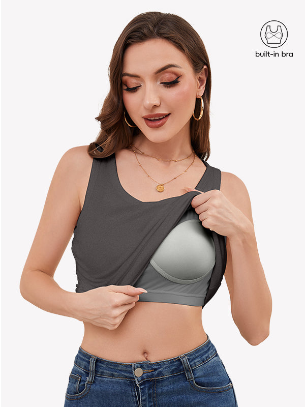 Anyfitting Women’s Thermal Base Layer Top Built-in Bra Tank Top