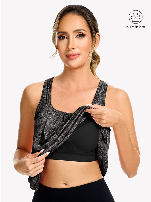 Anyfitting Women’s Yoga Cami Top Built-In Bra Flowy Tank Top