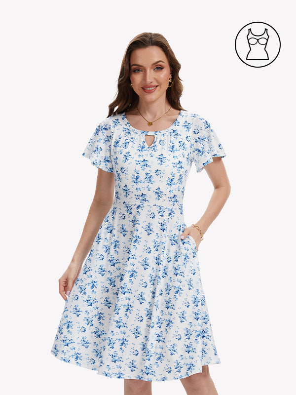 Anyfitting Beach Sundress Built-In Bra Maxi Dress with Pockets