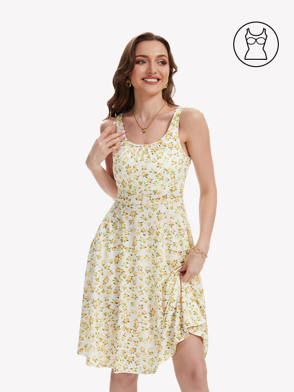 Anyfitting Flowy Midi Beach Dress Built-In Bra Summer Dress