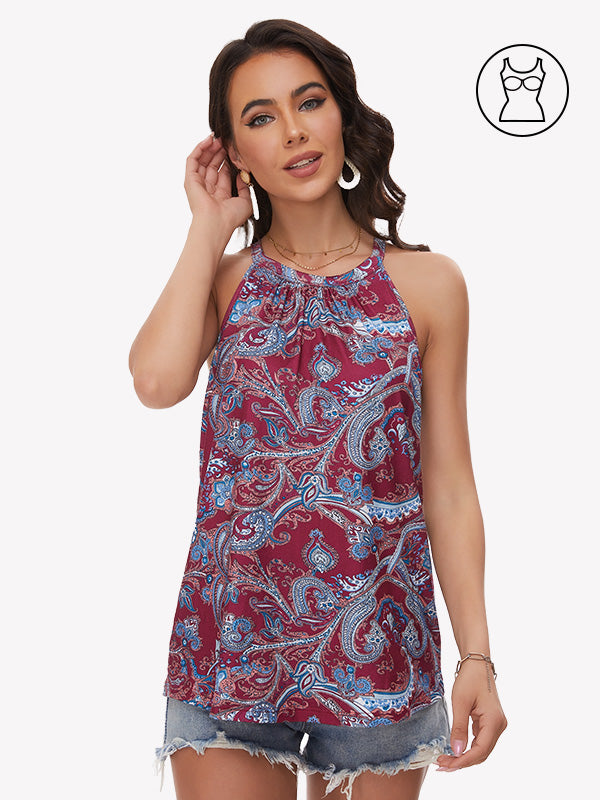 Anyfitting Flowy Sleeveless Cami Halter Tank Top with Built-In Bra