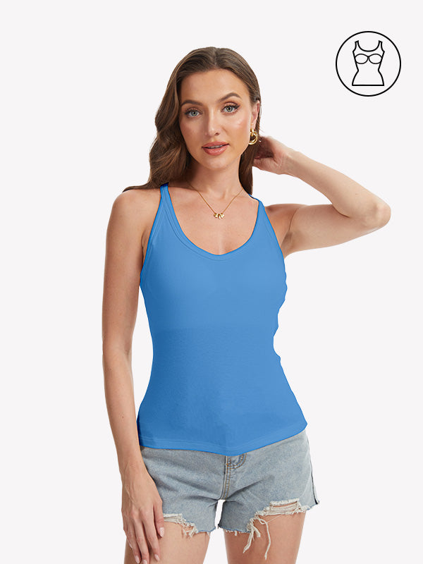 Anyfitting V Neck Yoga Tank Halter Racerback Cmisole with Built-In Bra