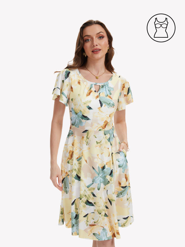 Anyfitting Vacation Maxi Dress Built-In Bra Casual Dress with Pockets