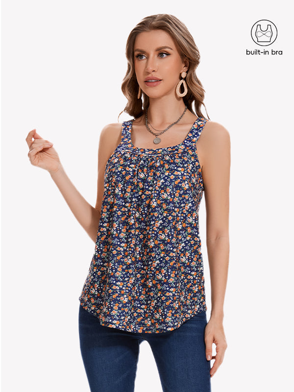 Anyfitting Wome's Flowy Beach Tank Built-in Bra Cami Top