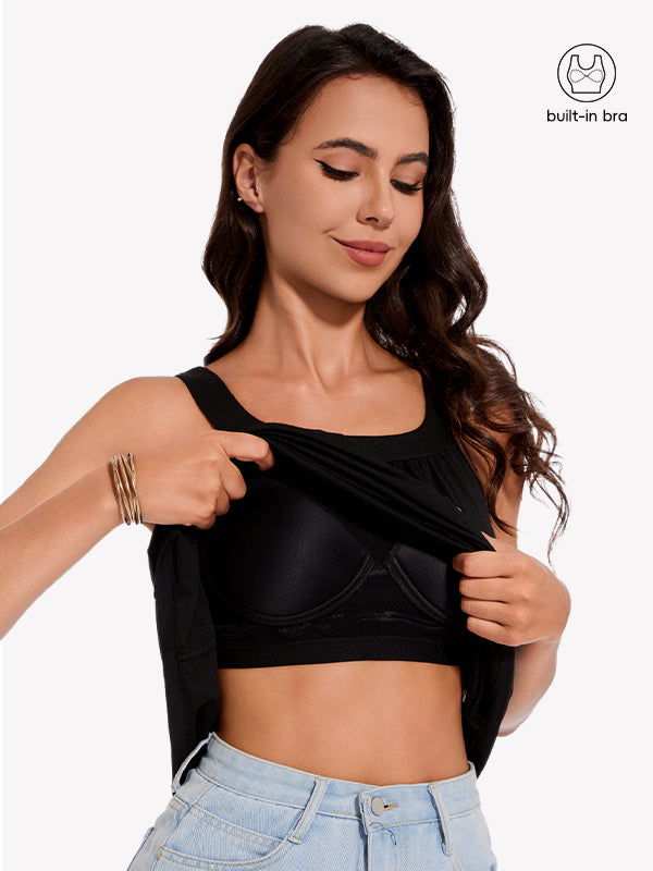 Anyfitting Women’s Built-In Bra Loose Fit Tank Top Summer Casual Top