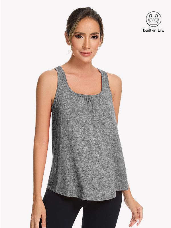 Anyfitting Women’s Built-In Bra Yoga Tank Top Loose Fit Camisoles