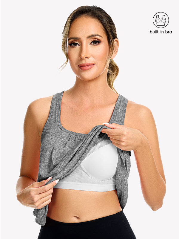 Anyfitting Women’s Built-In Bra Yoga Tank Top Loose Fit Camisoles