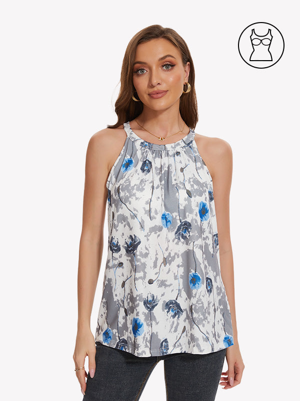 Anyfitting Women’s Halter Tank Top Built-In Bra Flowy Cami Top