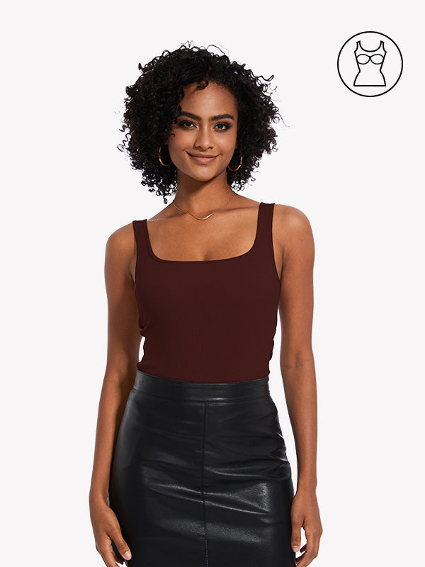 Anyfitting Women’s Sleeveless Tank Top Built-In Bra Casual Fit