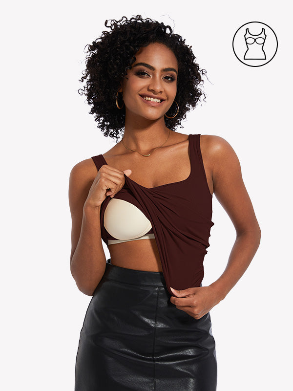 Anyfitting Women’s Sleeveless Tank Top Built-In Bra Casual Fit