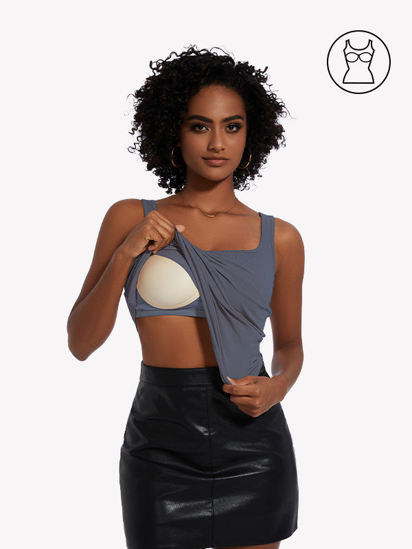 Anyfitting Women’s Tank Top Built-In Bra Sleeveless Cami Top