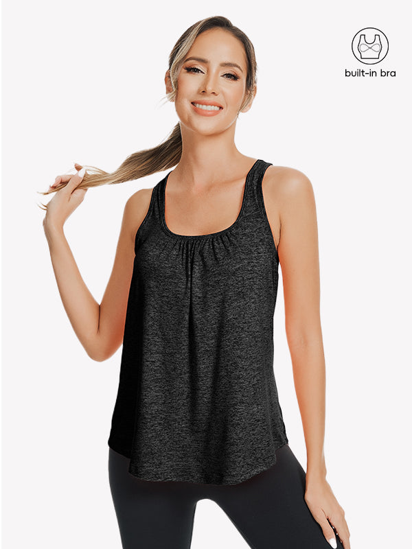 Anyfitting Women’s Yoga Cami Top Built-In Bra Flowy Tank Top