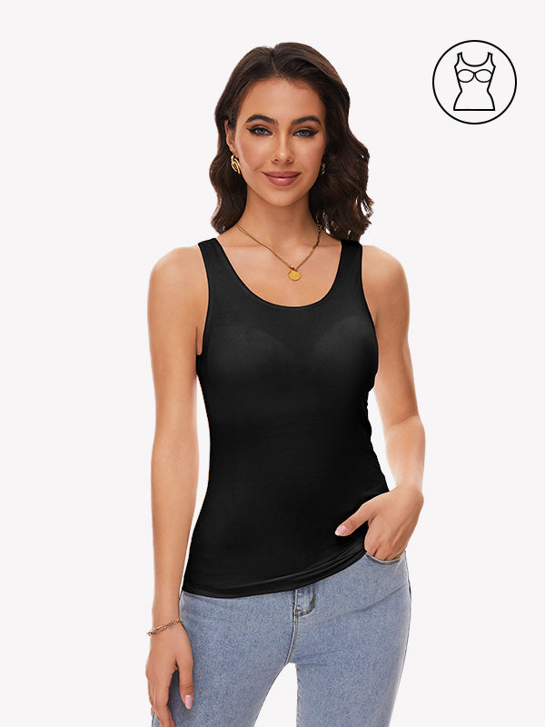 Anyfitting Women’s Tank Top Built-In Bra Casual Wide Strap Cami Top