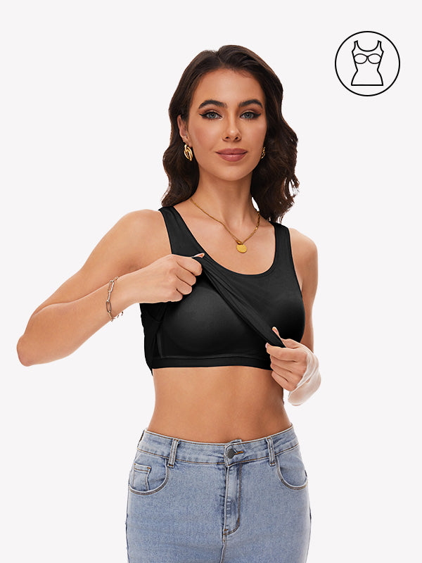 Anyfitting Women’s Tank Top Built-In Bra Casual Wide Strap Cami Top