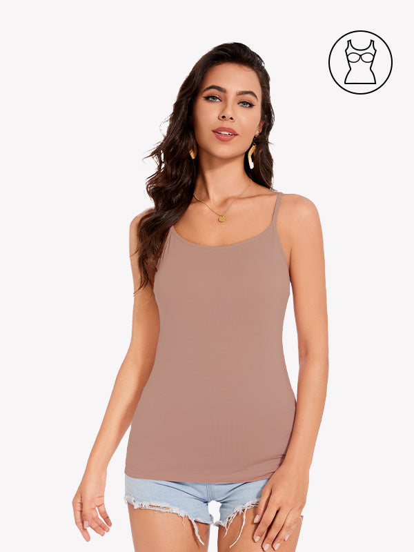 Anyfitting Women’s Sleeveless Tank Top Built-In Bra Cami Top