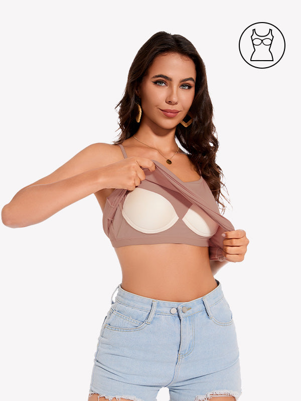 Anyfitting Women’s Sleeveless Tank Top Built-In Bra Cami Top